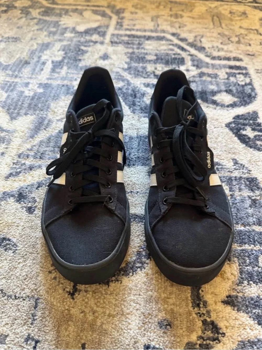 adidas Black Sneakers with White Three Stripes